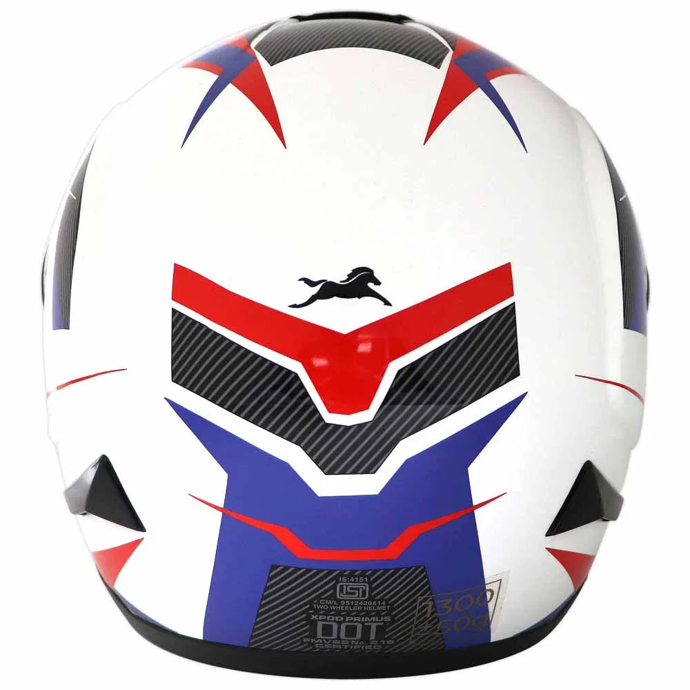 TVS XPOD Primus Helmet for Men - Dual Visor, ISI & DOT Certified, Premium Safety in Blue