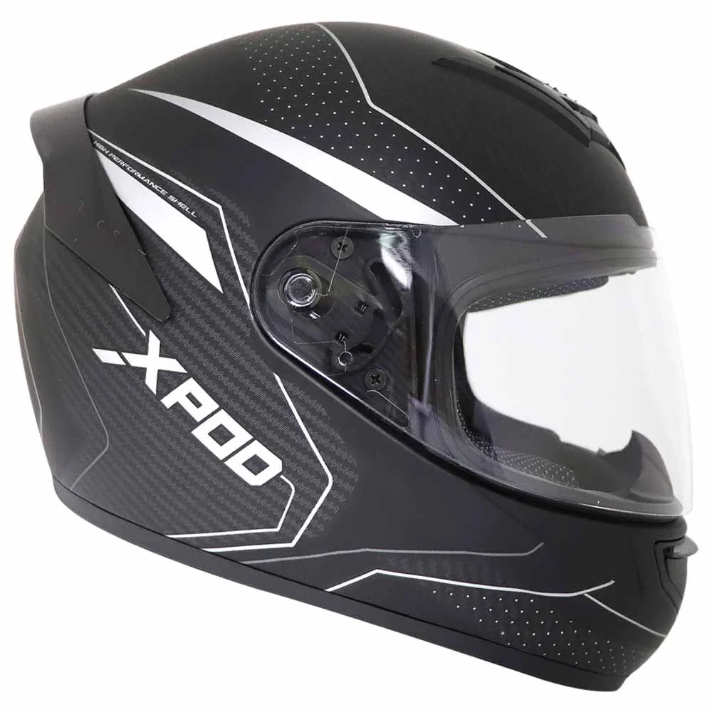 TVS XPOD Aerodynamic Helmet - ISI & DOT Certified Helmet for Men in Blistering Black & Sliver with Ultrawide Visor